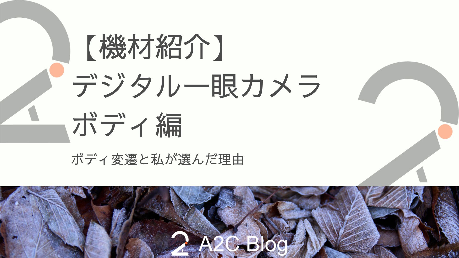 【機材紹介】デジタル一眼カメラ｜ボディ編